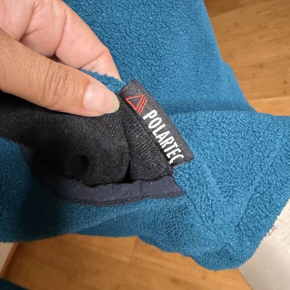 Vintage Cabelas Fleece Snap Pullover Unisex Medium Teal Polartec Sweater Outdoor - Picture 6 of 12